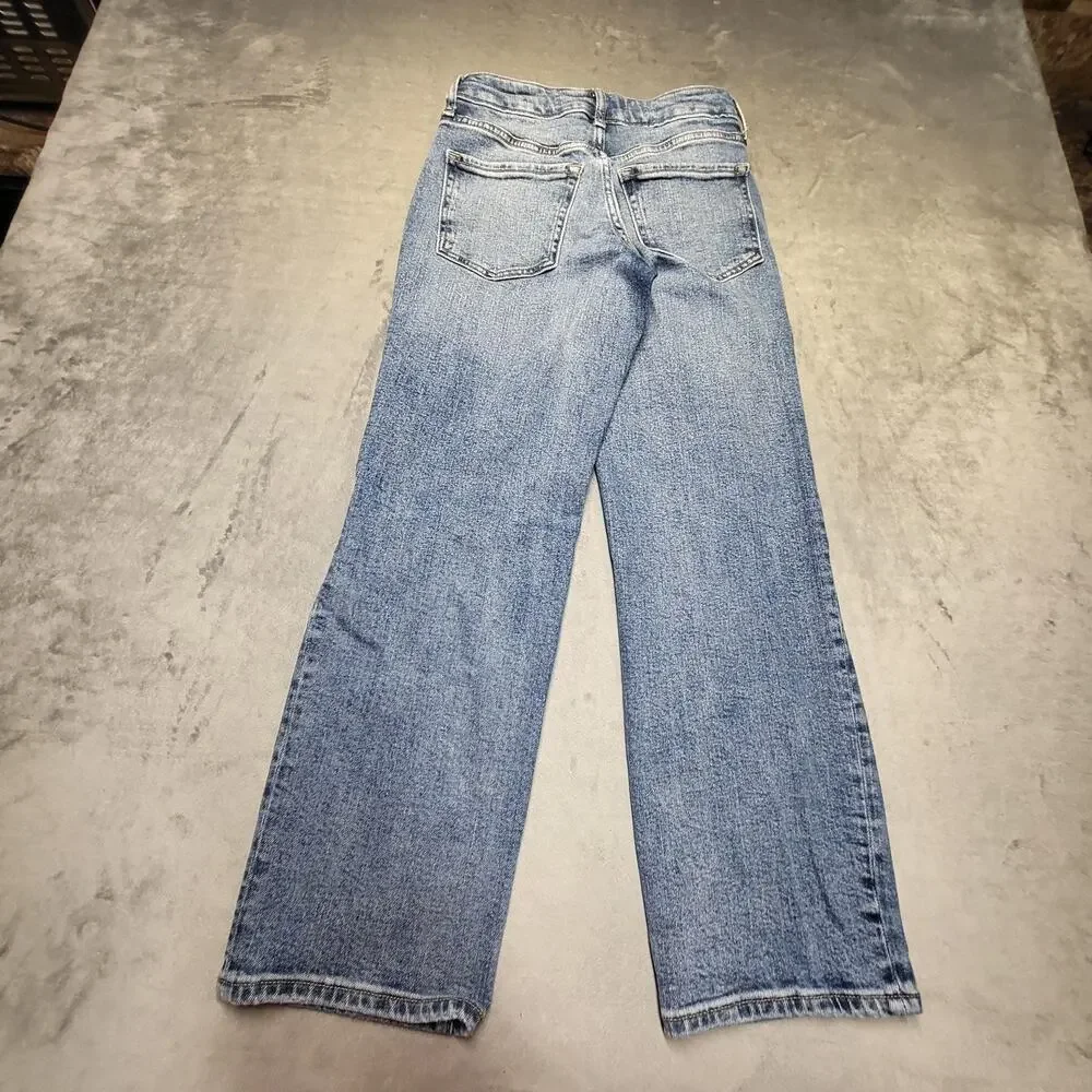 Old Navy Jeans Womens 0 Blue Cropped O.G. Loose High Rise Distressed Stretch